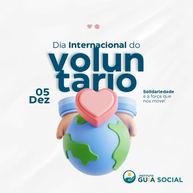 Gente que doa tempo, talento e cuidado para transformar realidades. No Instituto Guia Social, o voluntariado ajuda a abrir portas, orientar jovens, mobilizar doações e manter nossos projetos vivos nas comunidades.

Agradecemos a cada pessoa que caminha ao nosso lado e faz o impacto acontecer.
Feliz Dia do Voluntário.