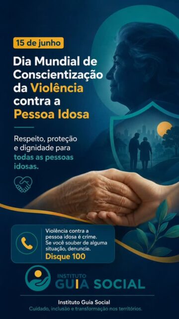 Envelhecer é um direito. Viver com respeito, proteção e dignidade também.Neste 15 de junho, Dia Mundial de Conscientização da Violência contra a Pessoa Idosa, o Instituto Guia Social reforça a importância de proteger quem carrega histórias, memórias e contribuições fundamentais para nossas famílias e comunidades.A violência contra a pessoa idosa pode aparecer de muitas formas: abandono, negligência, humilhação, exploração financeira, agressões físicas ou psicológicas.Nenhuma delas deve ser naturalizada.Cuidar da pessoa idosa é responsabilidade de todos.
Respeitar é proteger.
Denunciar também é cuidar.Violência contra a pessoa idosa é crime.
Ao identificar uma situação de violência, denuncie: Disque 100.